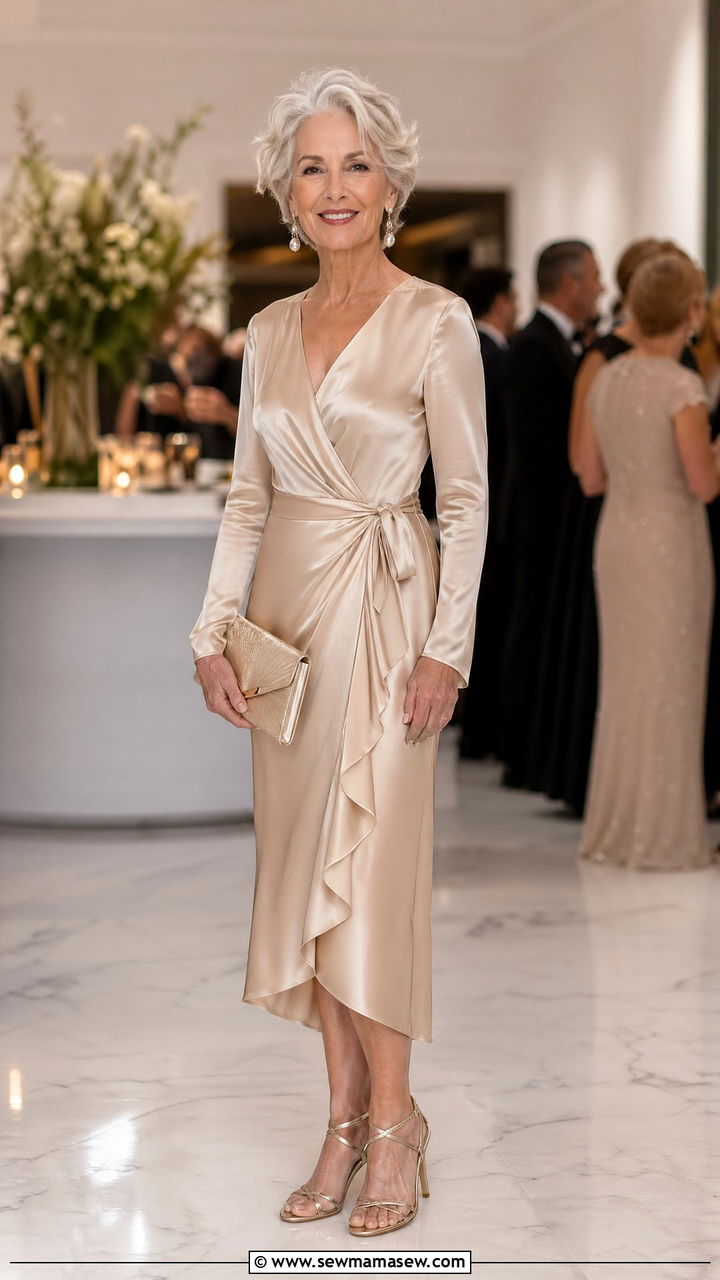 Silk wrap dress for wedding guest over 60 - 35 Wedding guest outfits for women over 60