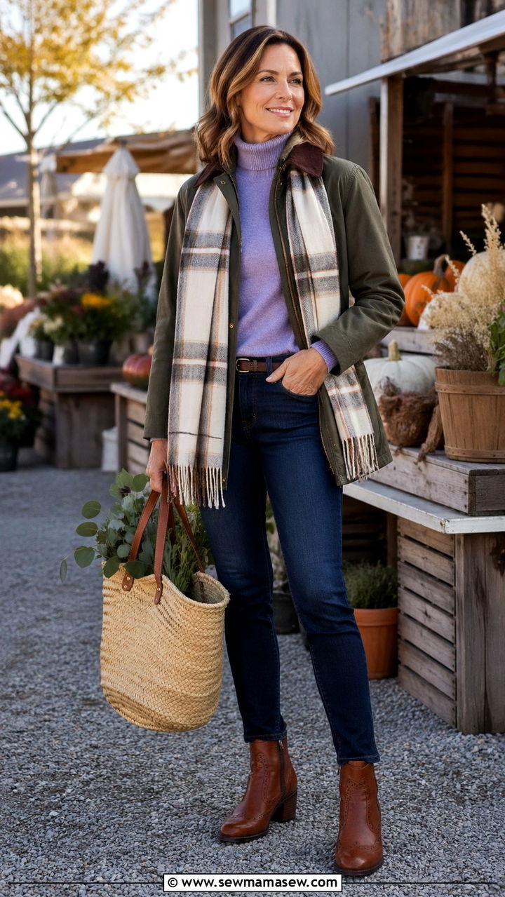 Skinny Jeans With Barn Jacket and Booties - 30 skinny jeans outfits for women over 40