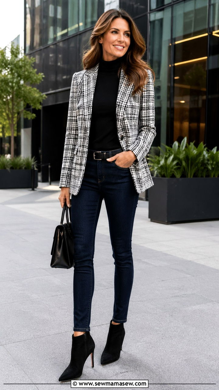 Skinny Jeans With Turtleneck and Blazer - 30 skinny jeans outfits for women over 40