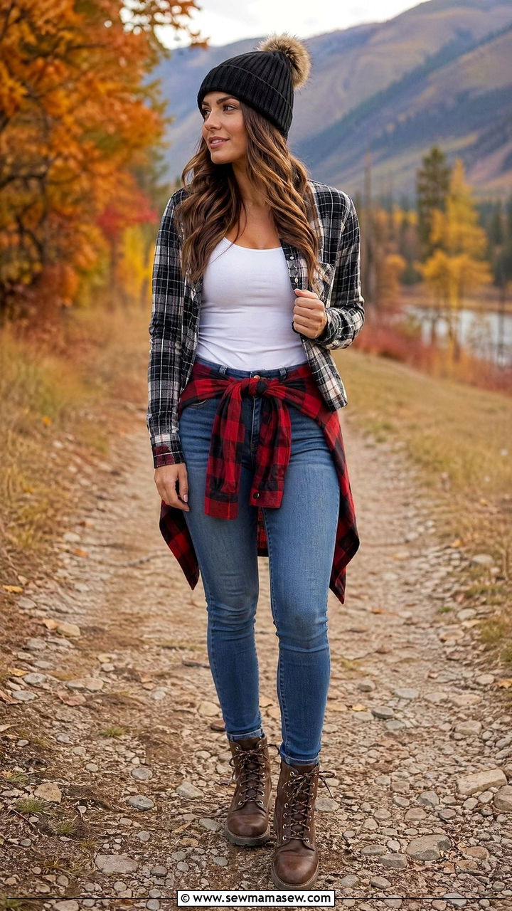 Skinny jeans with plaid shirt outfit - 35 skinny jeans outfit ideas