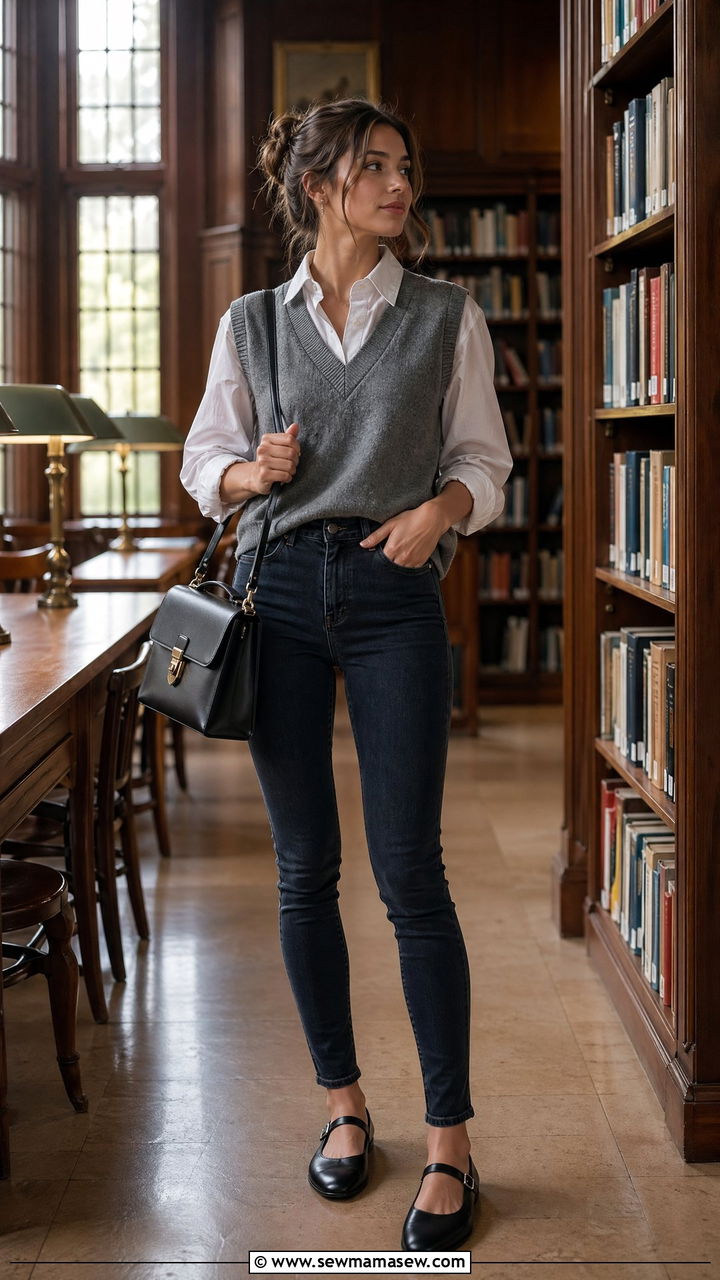 Skinny jeans with sweater vest outfit - 35 skinny jeans outfit ideas