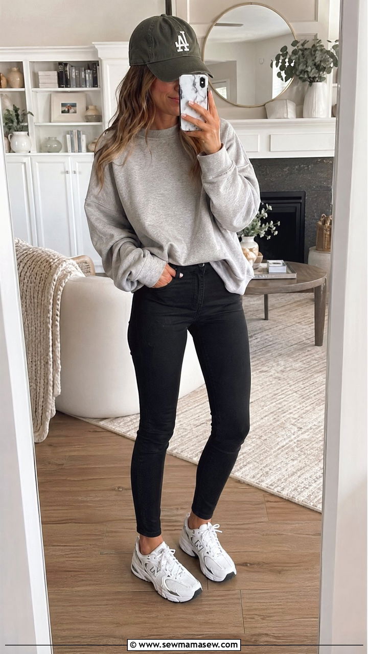 Skinny jeans with sweatshirt outfit - 35 skinny jeans outfit ideas