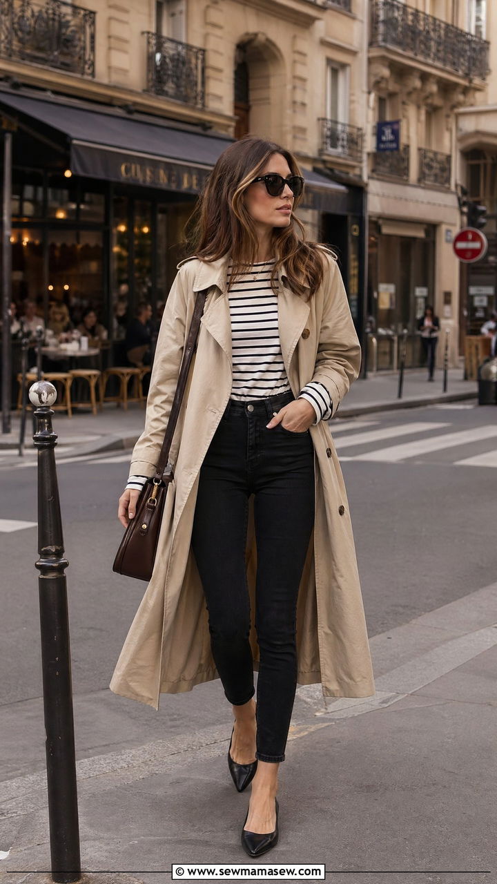 Skinny jeans with trench coat outfit - 35 skinny jeans outfit ideas