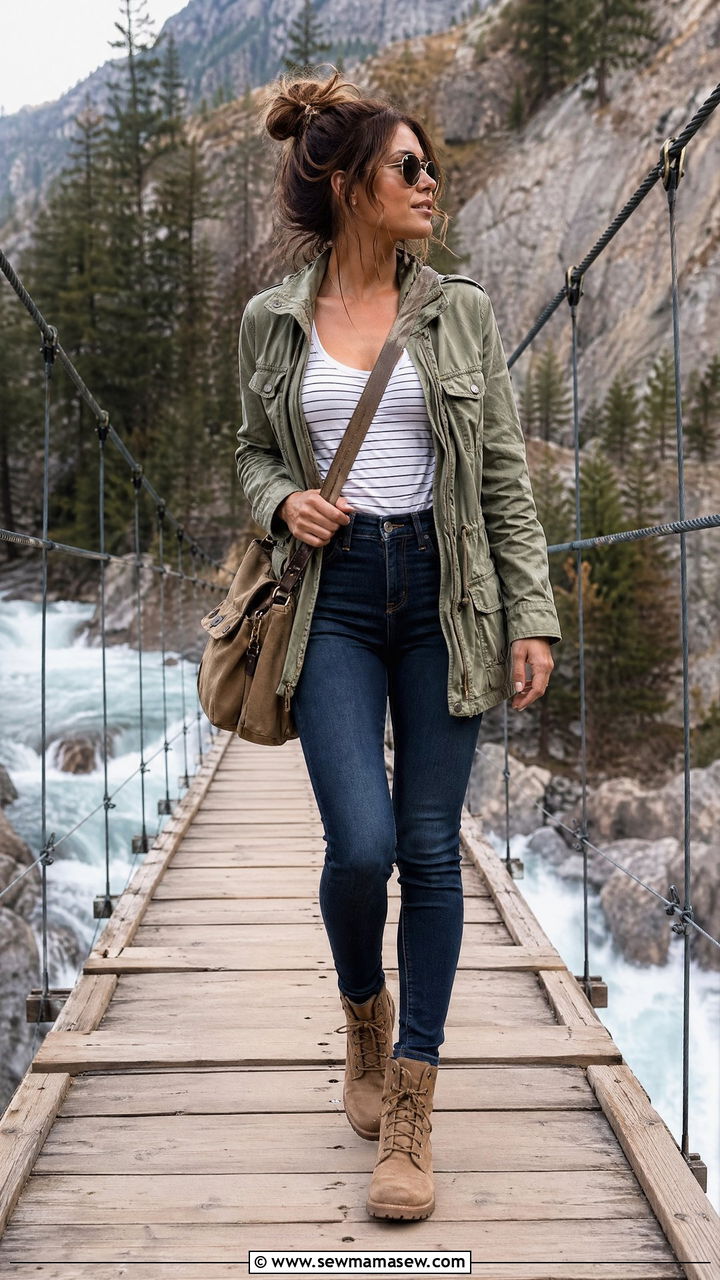 Skinny jeans with utility jacket outfit - 35 skinny jeans outfit ideas