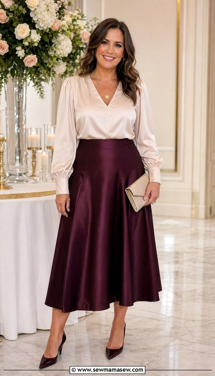 Skirt and Blouse Combination for Midsize Wedding Guest - 30 Wedding guest outfits for midsize women
