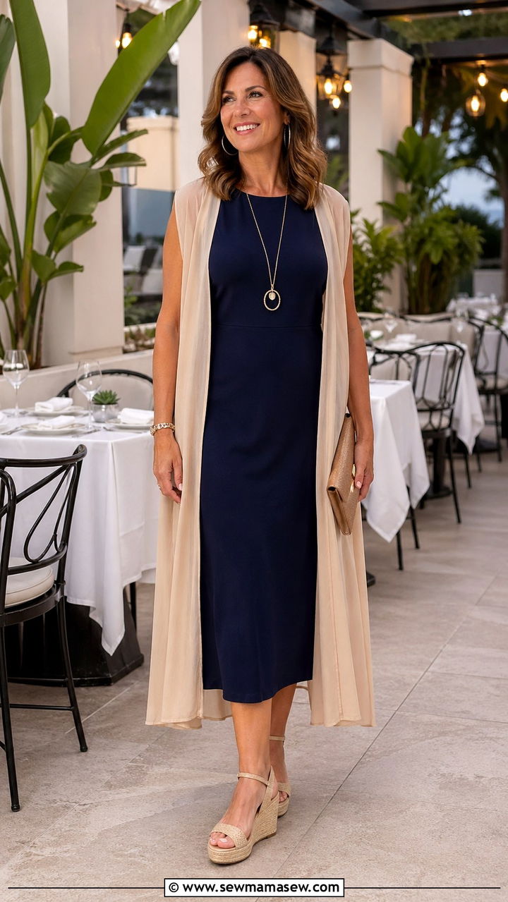 Sleeveless Dress with Long Lightweight Duster - 30 Spring capsule wardrobe over 40