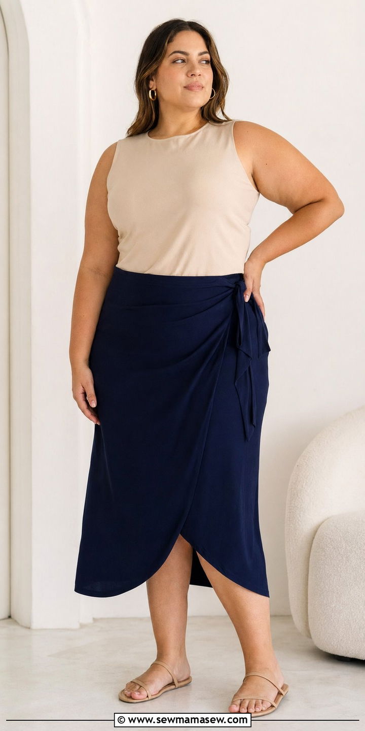 Sleeveless Top Navy Wrap Skirt Plus Size - 35 Plus size outfit ideas size 22 summer
