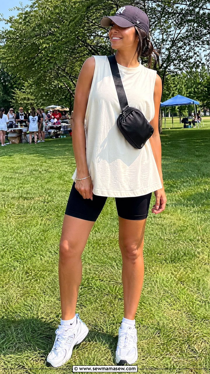 Sleeveless Tunic and Bike Shorts - 35 Summer family reunion outfits
