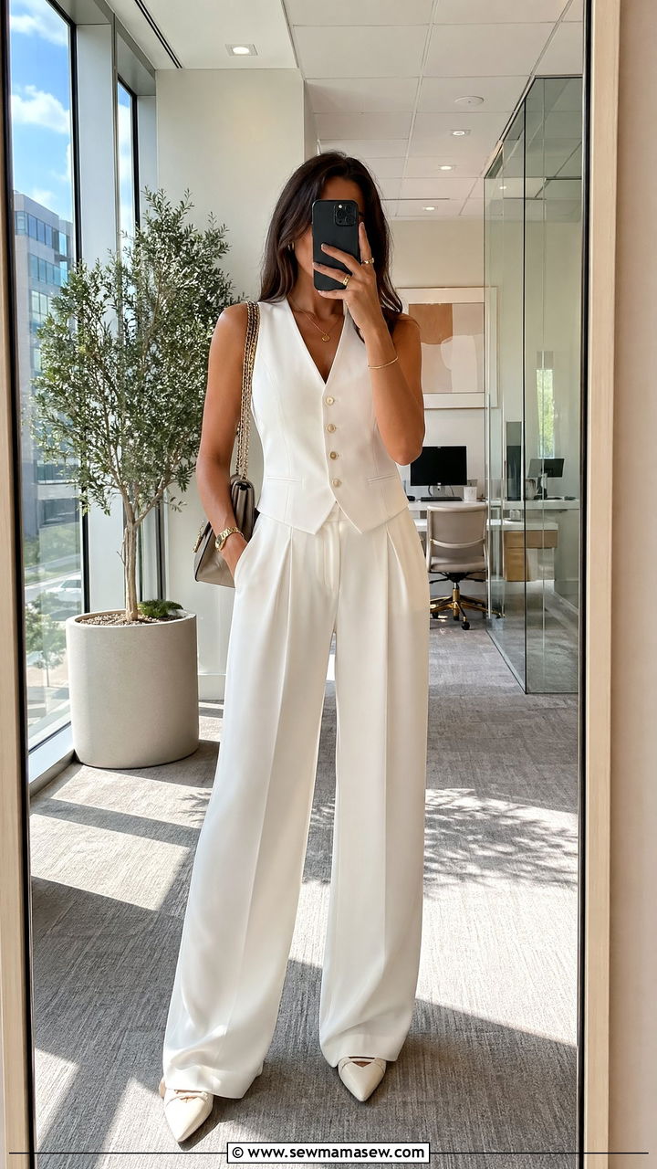 Sleeveless blazer vest and trousers summer work outfit - 35 Summer work outfits