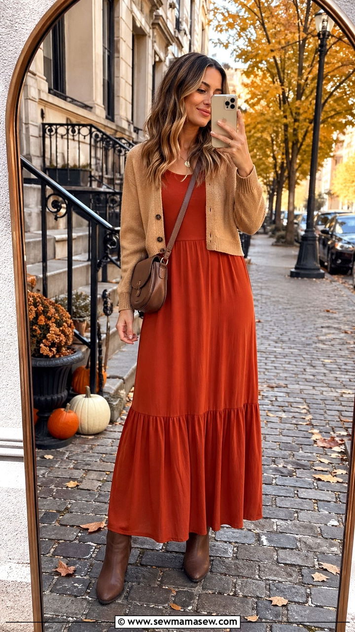 Sleeveless maxi dress with cropped cardigan and ankle boots - 30 Sleeveless maxi dress outfit ideas