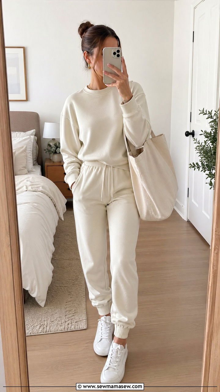 Slim Fit Neutral Jogger Set - 35 casual outfits for petite women