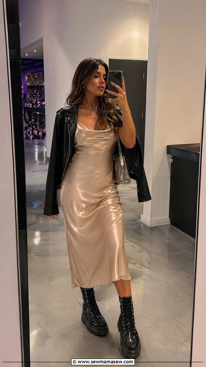 Slip Dress And Chunky Boots Summer Concert Outfit - 35 summer concert outfit ideas for women