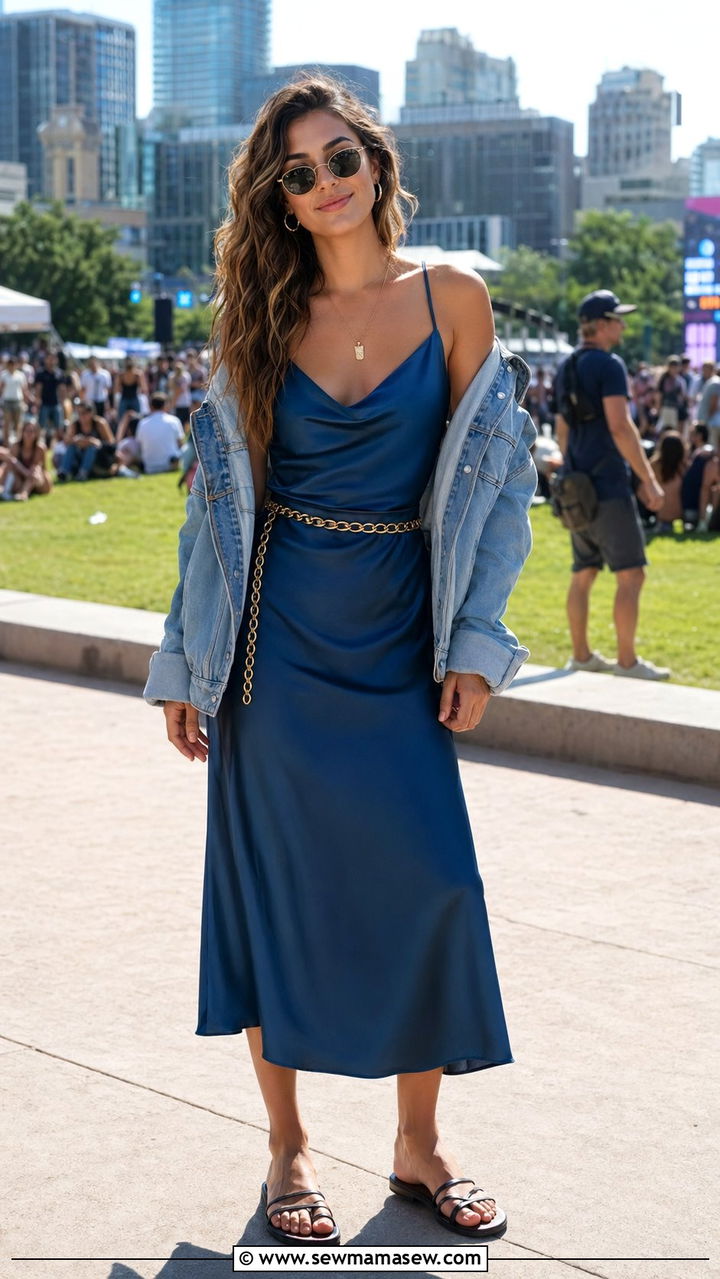 Slip Dress And Denim Jacket Outfit - 35 Music festival outfit ideas 2026