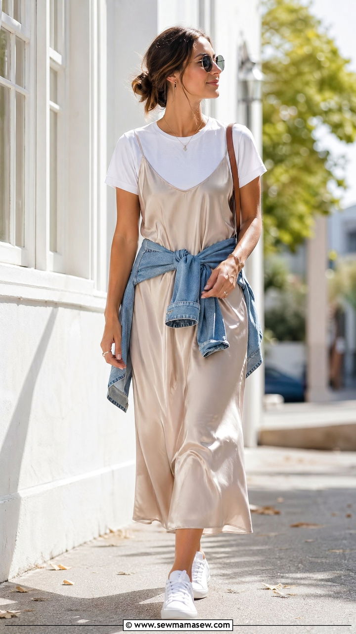 Slip Dress Over T Shirt Outfit - 35 casual outfits for women