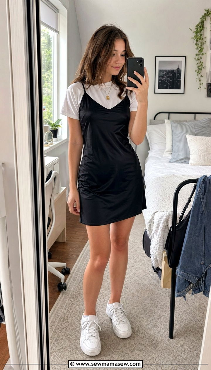 Slip Dress Over a T Shirt School Outfit - 35 School outfit ideas for teens