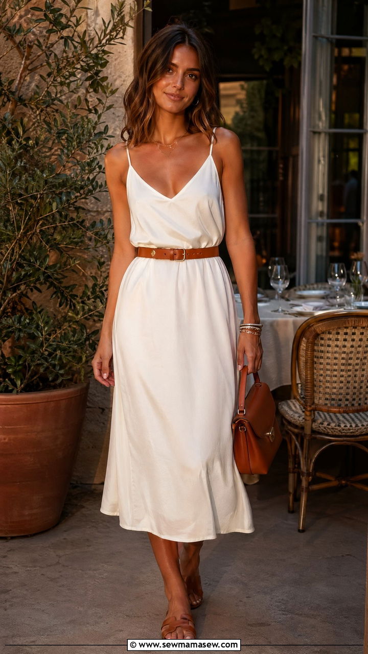 Slip Dress With Belted Waist - 35 casual slip dress outfits