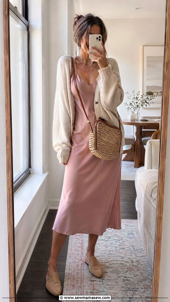 Slip Dress With Cardigan - 35 casual slip dress outfits