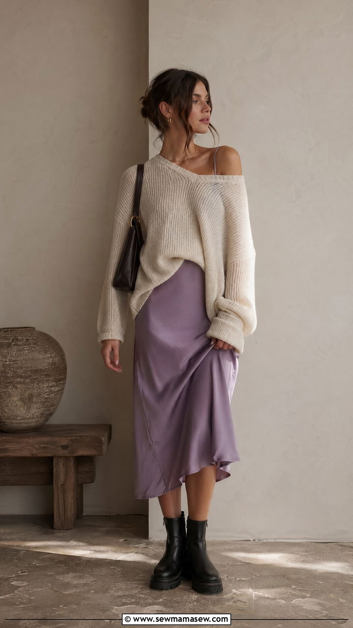 Slip Dress With Chunky Ankle Boots - 35 casual outfits aesthetic