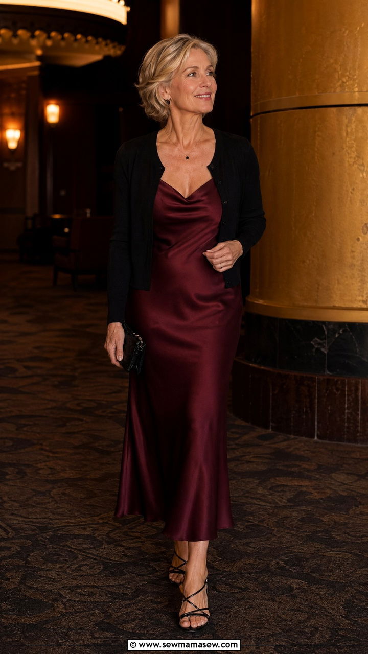Slip Dress With Cropped Cardigan For Evening - 35 Travel outfits for women over 50