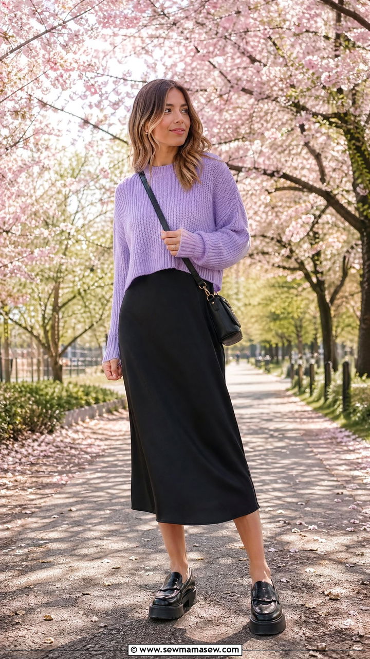 Slip Dress With Cropped Sweater - 35 casual slip dress outfits