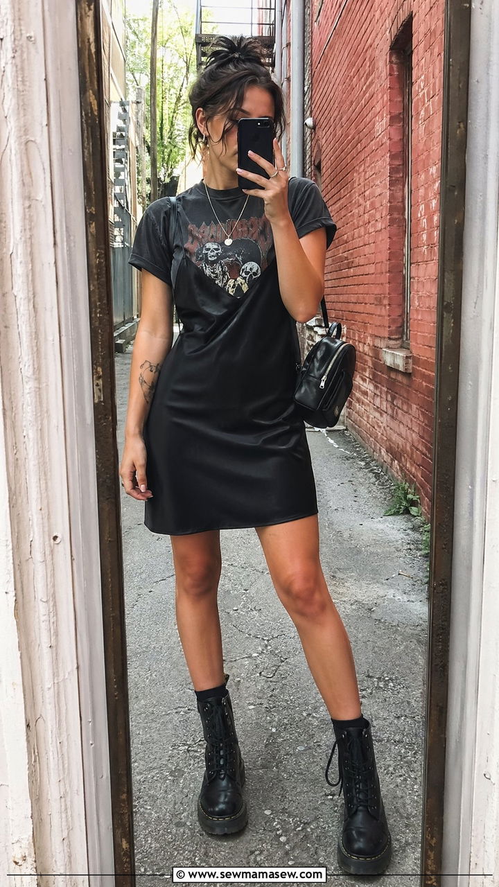 Slip Dress With Graphic Tee - 35 casual slip dress outfits