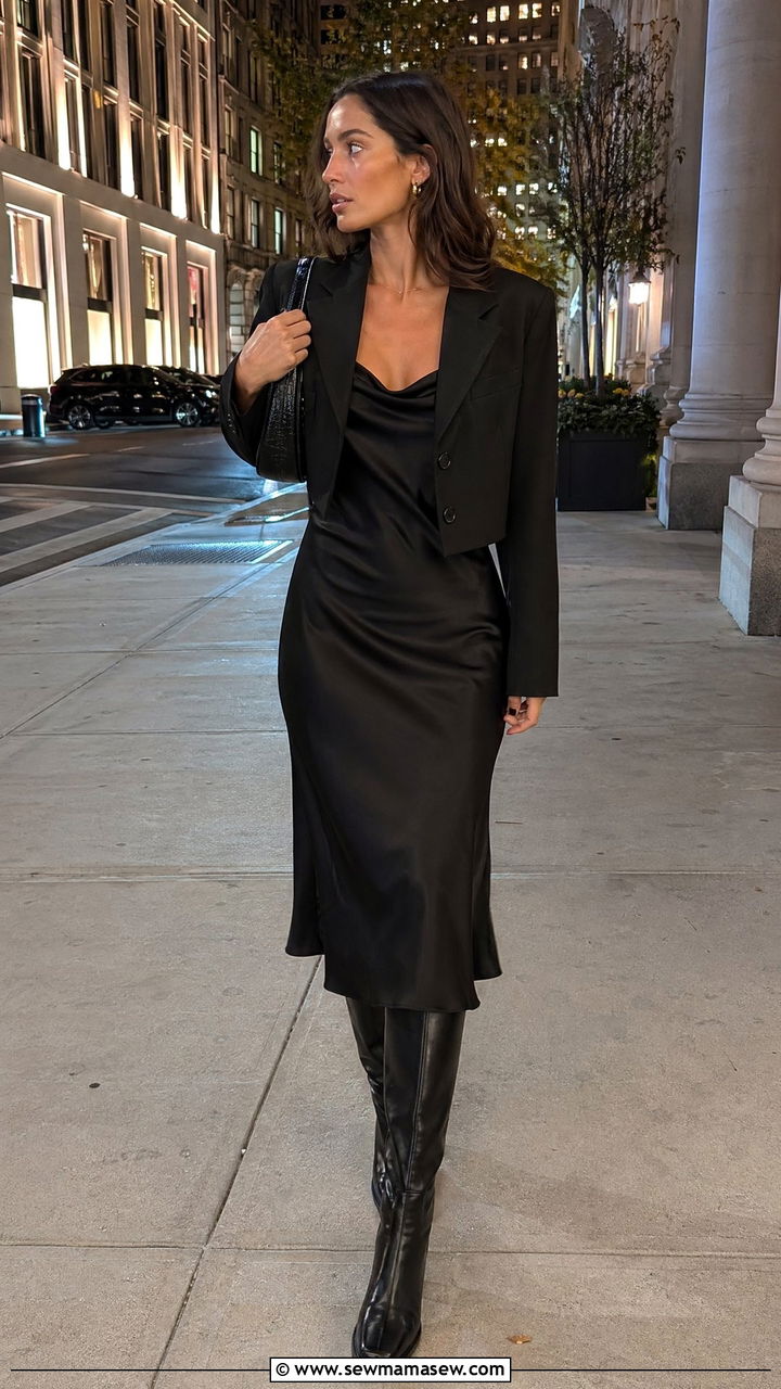 Slip Dress With Knee High Boots - 35 slip dress outfit ideas for women
