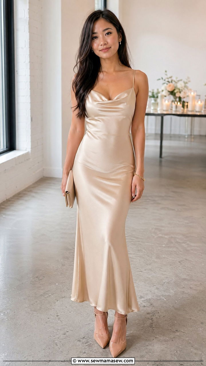 Slip Dress With Pointed Toe Heels Petite Wedding Guest Outfit - 35 Wedding guest outfits for petite women