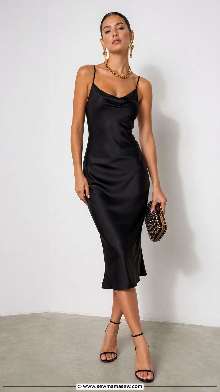 Slip Dress With Statement Jewelry And Heels - 35 slip dress outfit ideas for women