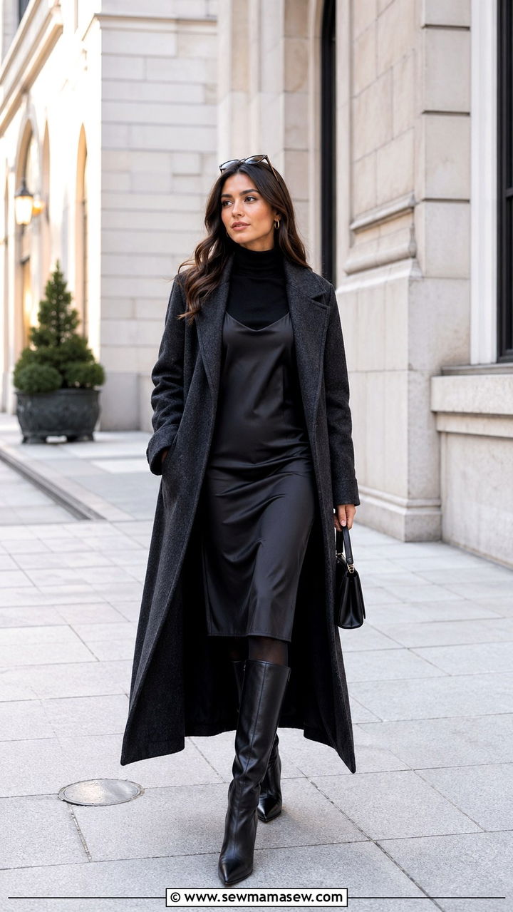 Slip Dress With Turtleneck Underneath - 30 slip dress outfits for women
