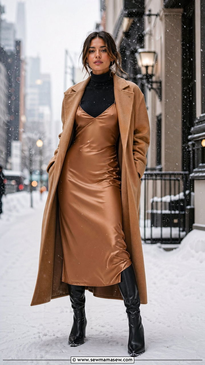 Slip Dress With Turtleneck - 35 casual slip dress outfits