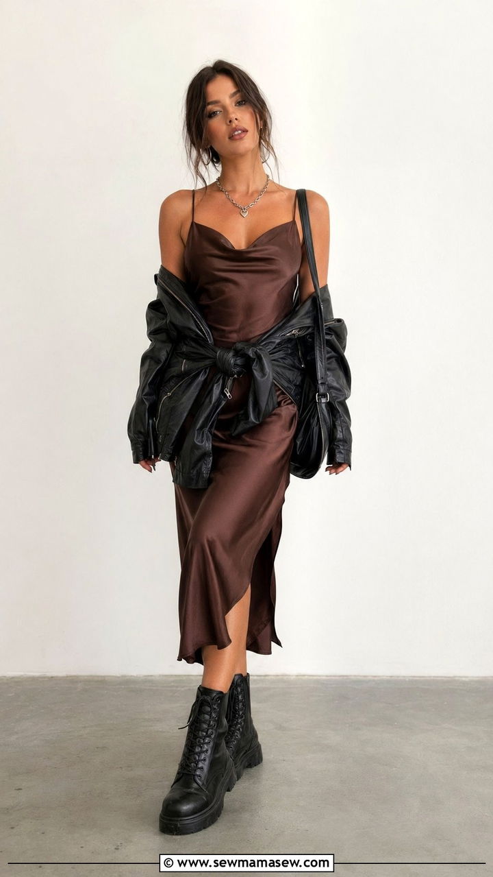 Slip Dress and Chunky Combat Boots - 30 Weekend music festival outfit ideas