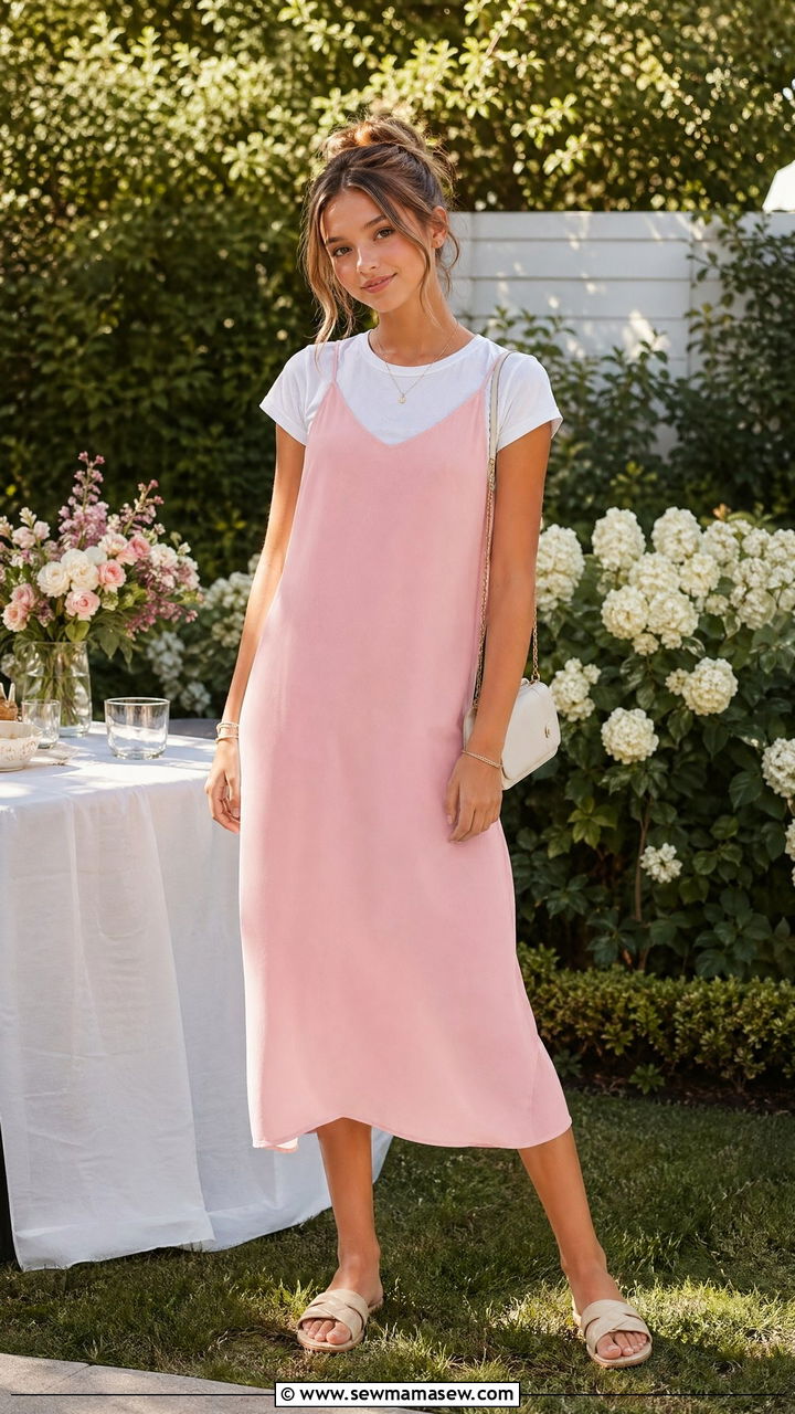 Slip Dress and Flat Sandals Outfit - 35 Summer outfits for teenage girls