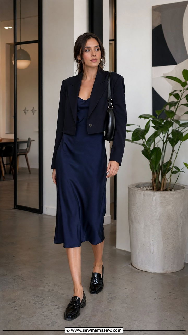 Slip dress with loafers outfit - 35 cute slip dress outfits