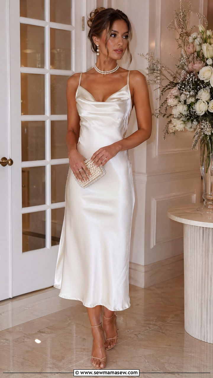 Slip dress with pearl accessories outfit - 35 cute slip dress outfits