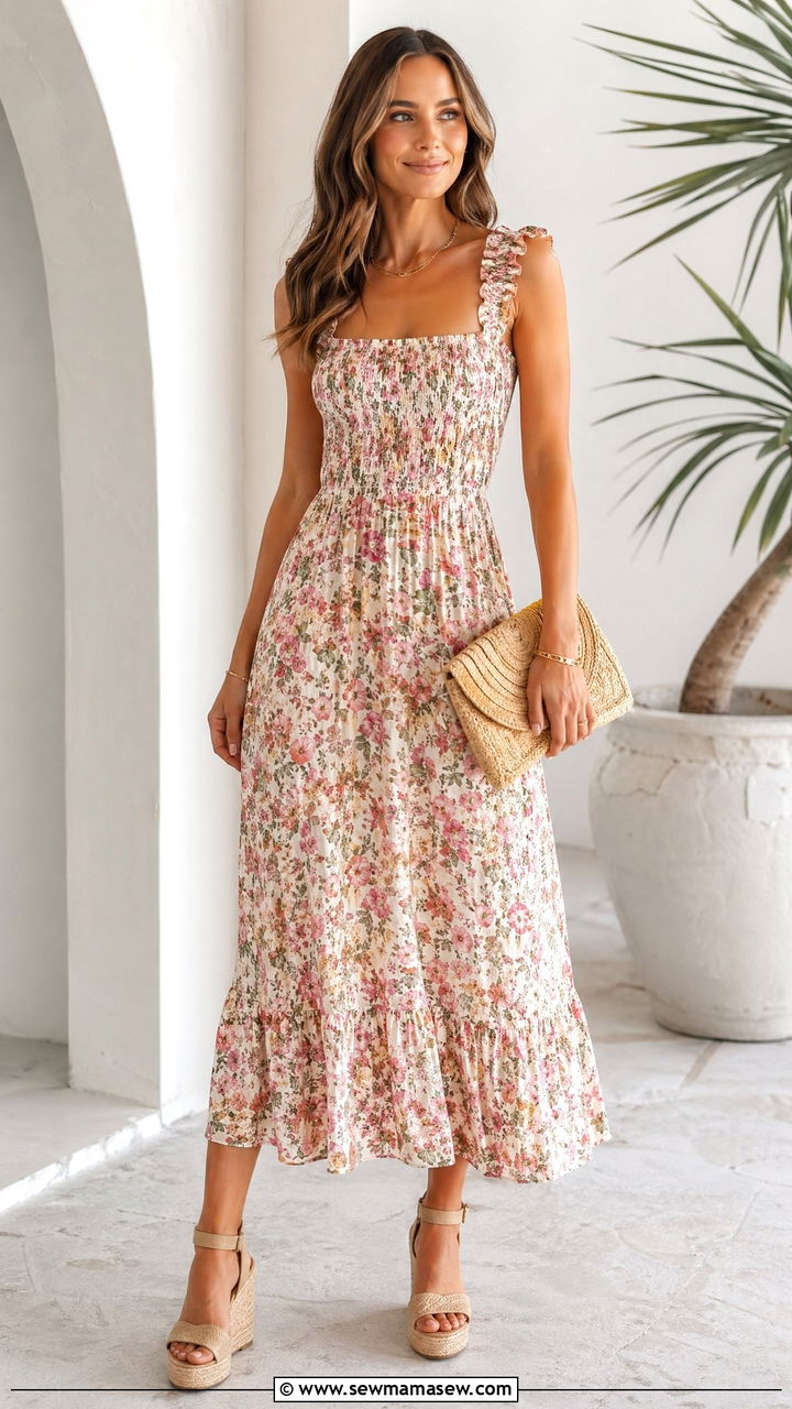 Smocked Bodice Sundress - 35 summer boho chic outfits