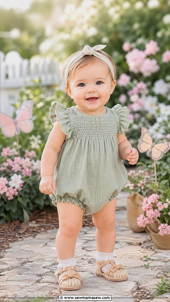 Smocked Romper for Baby Girls Outfit - 35 Spring outfits for kids