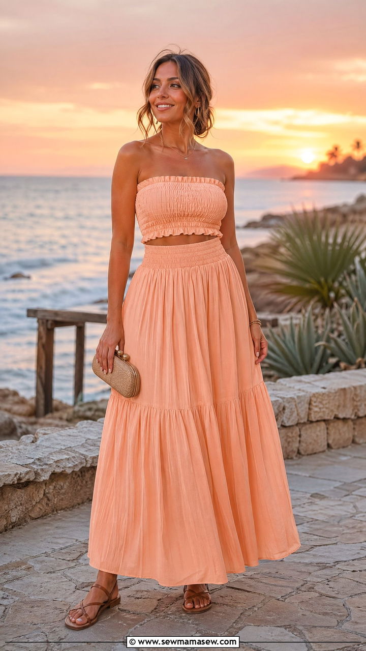 Smocked Two Piece Maxi Set Summer Mom Outfit - 35 Summer mom outfit ideas