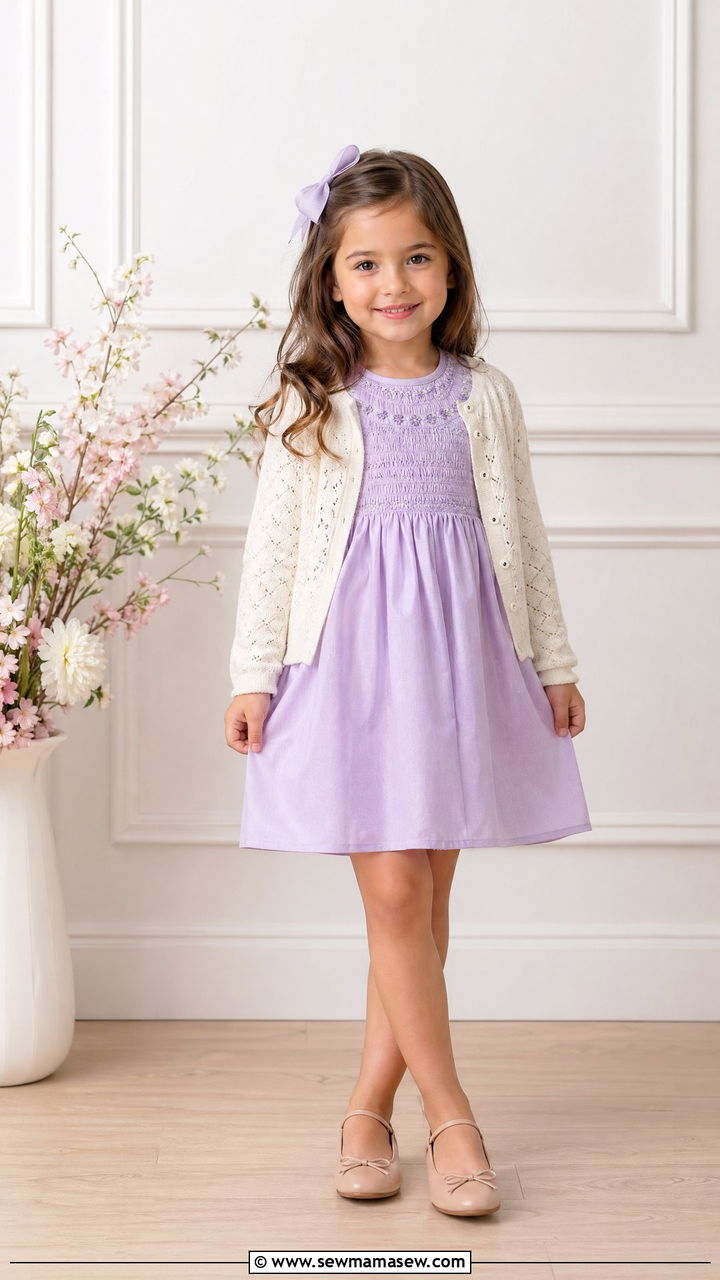 Smocked dress with ballet flats - 35 Spring outfits for little girls