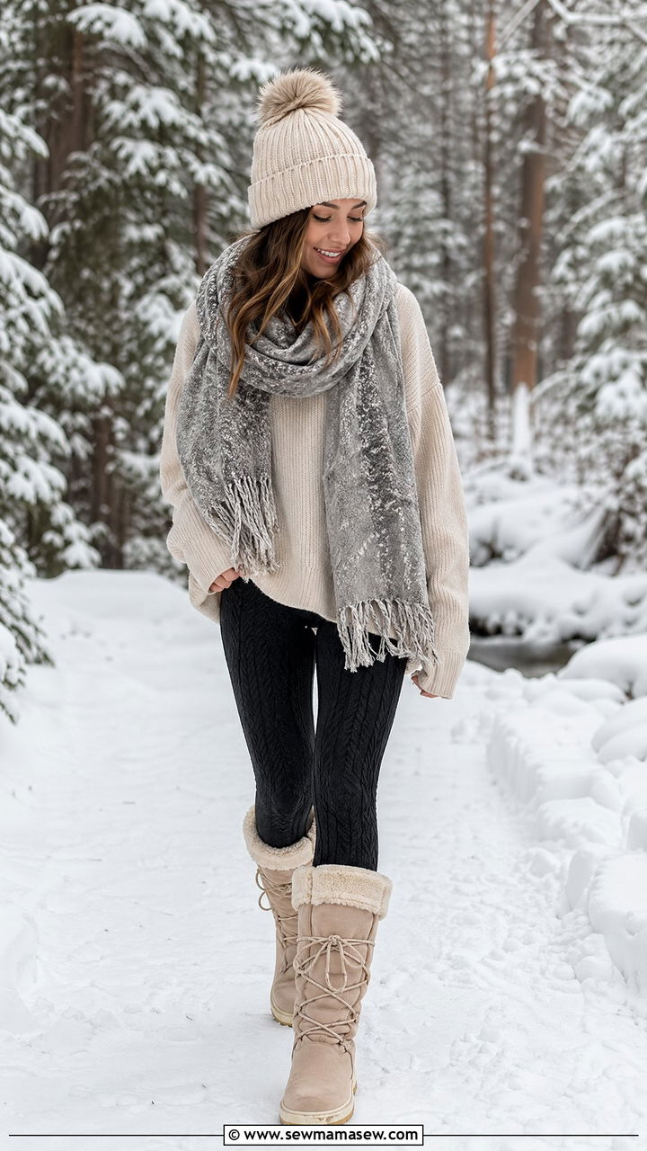 Snow Boots And Knit Leggings - 35 Ski resort outfit ideas
