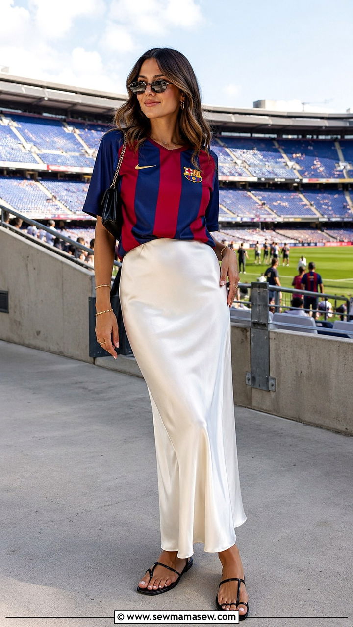 Soccer Jersey With Slip Skirt And Sandals - 30 Sporty chic outfit ideas 2026