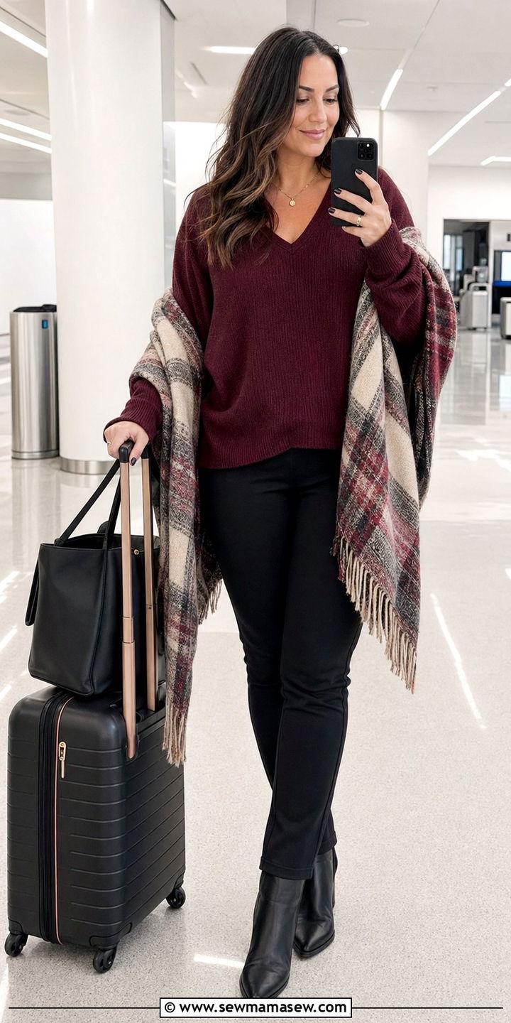 Soft Knit Sweater With Stretch Ponte Pants - 30 Airport outfits plus size