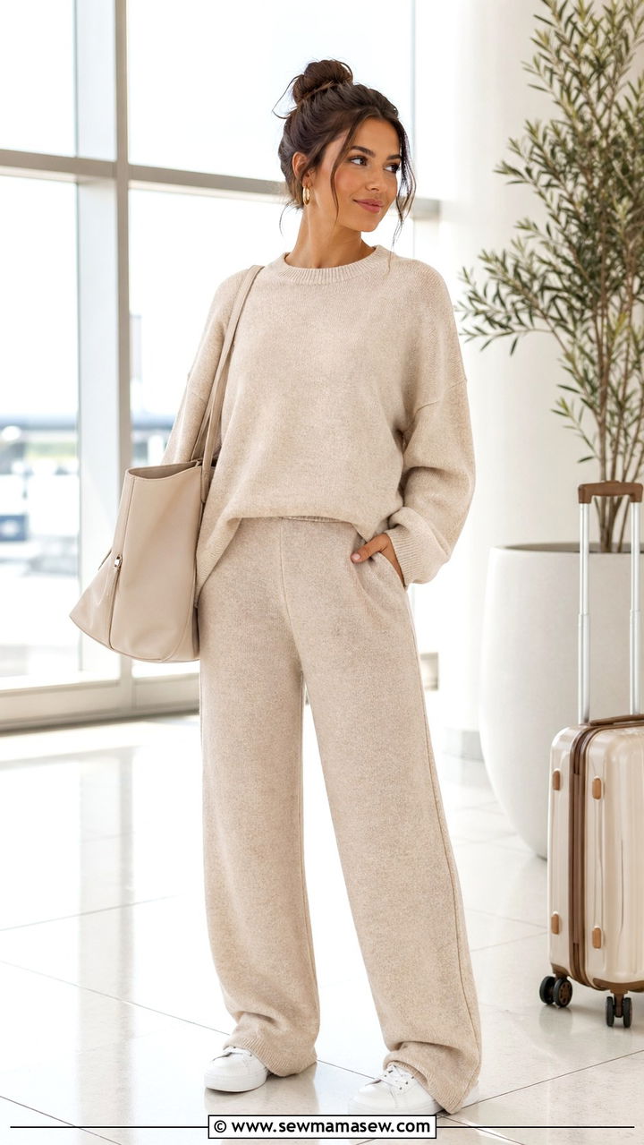 Soft Neutral Matching Lounge Set Outfit - 30 Spring clean girl outfits 2026