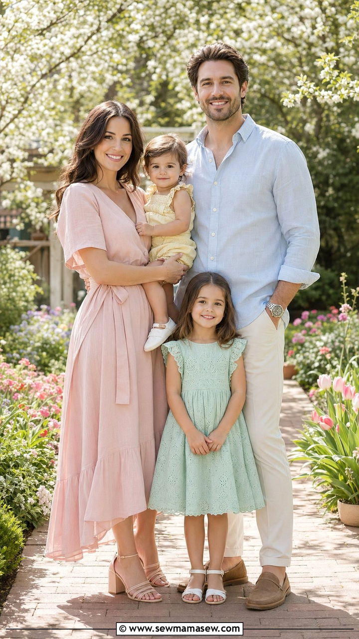 Soft Pastel Family Photo Outfits - 30 What to wear for spring family photos
