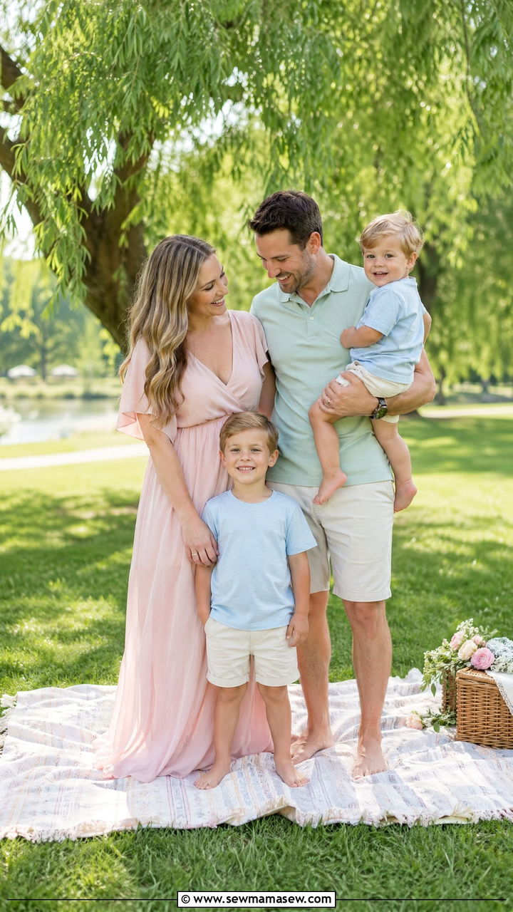Soft Pastel Outfits for Park Family Photos - 35 summer family photo outfit ideas