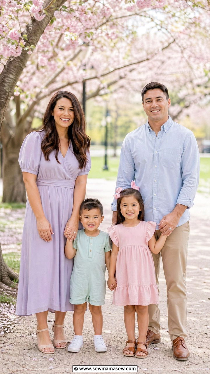 Soft Pastel Spring Family Photo Outfits - 35 spring family photo outfit ideas