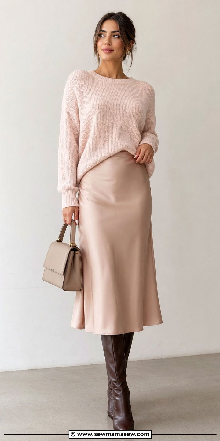 Soft Sweater With Water Resistant Skirt Outfit - 35 Rainy spring outfits
