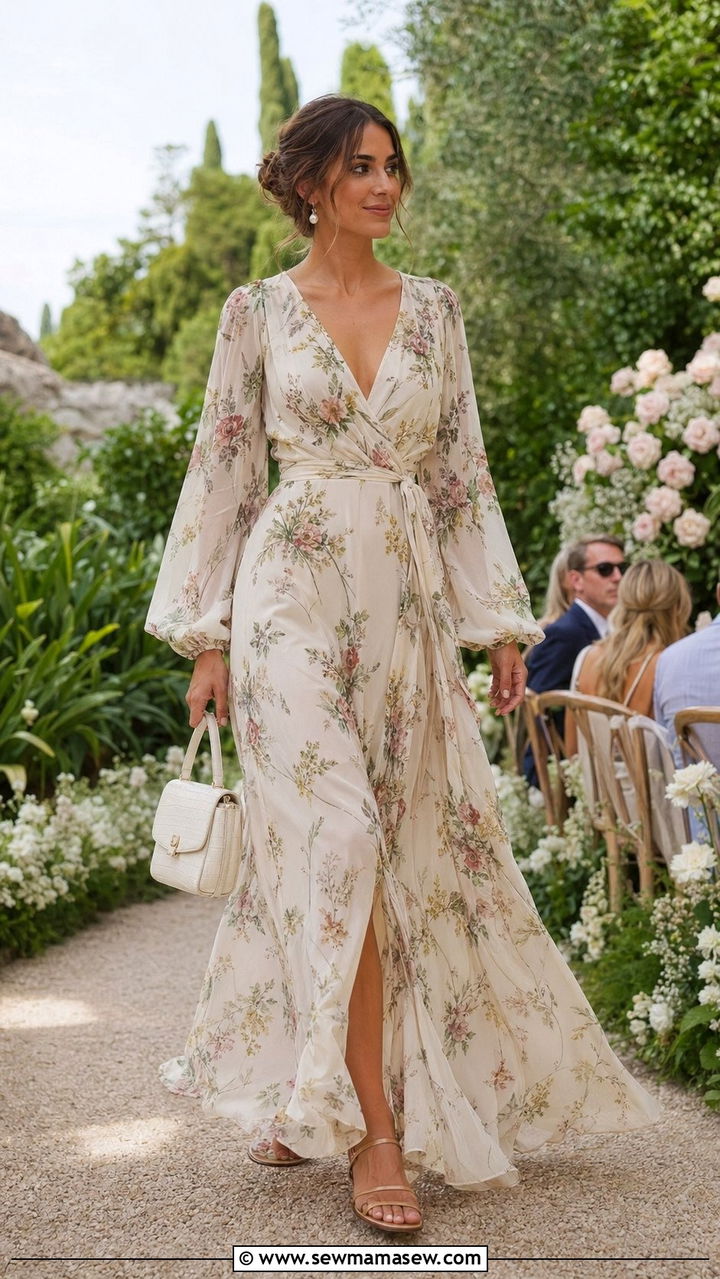 Soft Wrap Maxi Dress Wedding Guest Outfit - 30 what to wear to a spring wedding guest