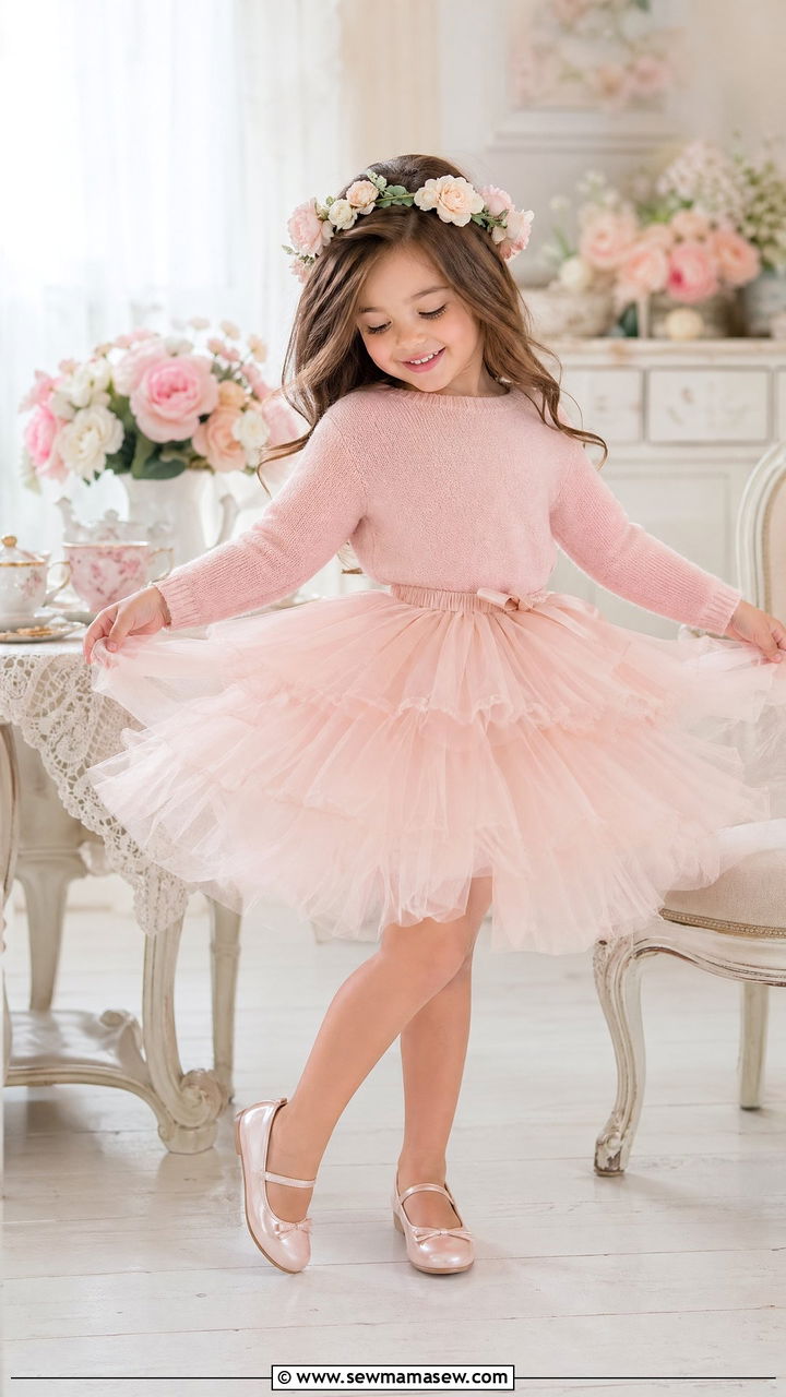 Soft sweater and tutu skirt - 35 Spring outfits for little girls