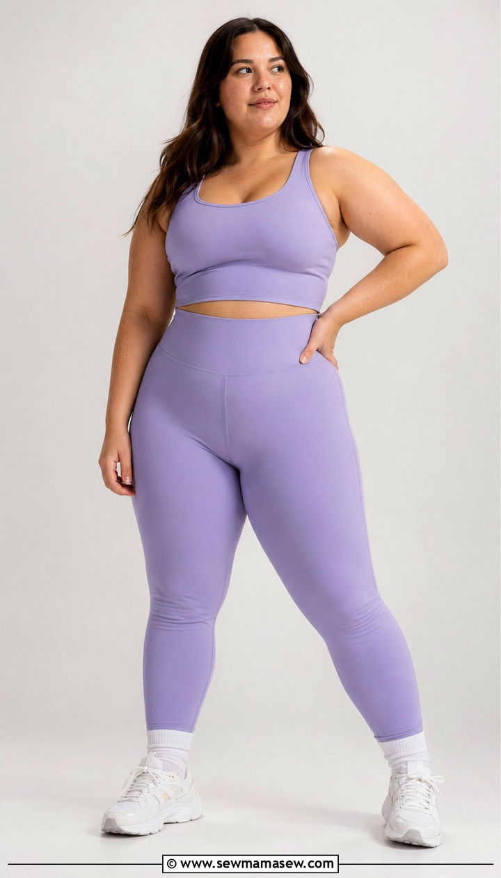 Solid Lavender Form Fitting Workout Outfit - 35 Plus size gym outfit ideas