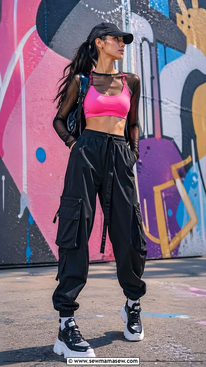 Sporty Bra Top and Utility Pants Outfit - 30 sporty chic outfits 2026